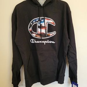 CHAMPION Hoodie with American flag in logo NWT M RARE